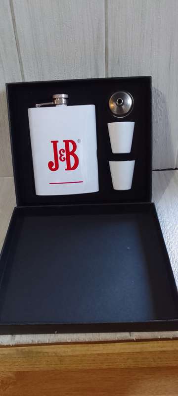 j b whisky hip flask gift set new